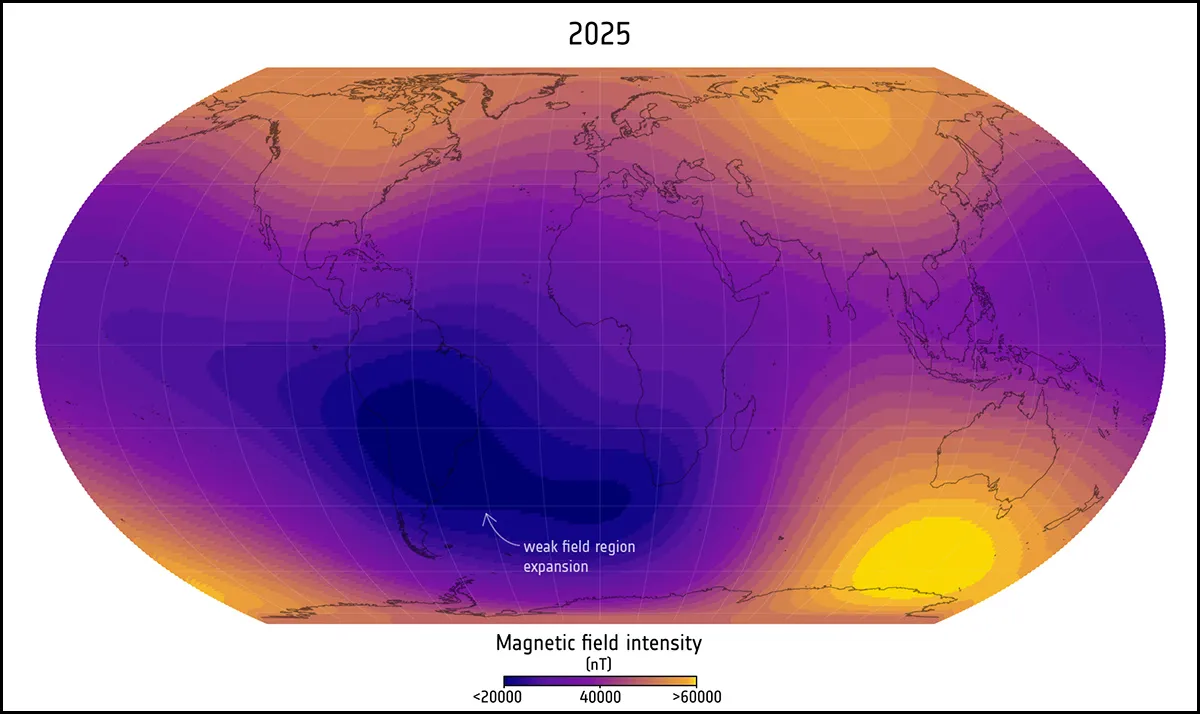 South Atlantic Anomaly: The Expanding Weak Spot in Earth’s Magnetic Field