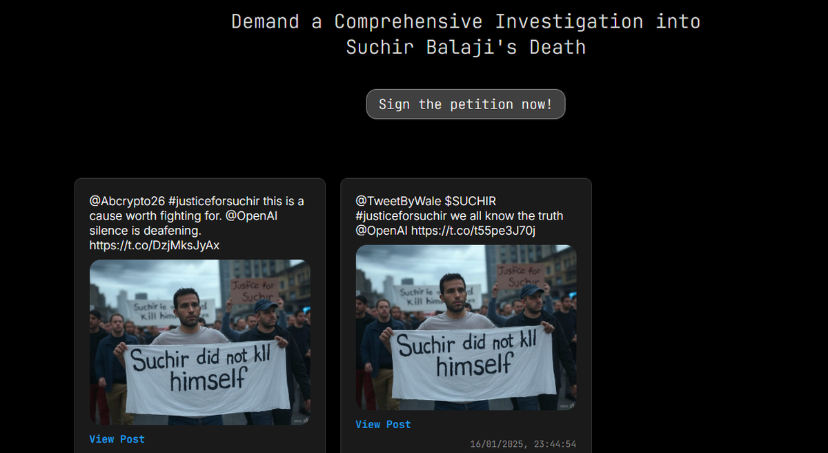 Crypto token minted for OpenAI whistle-blower Suchir Balaji has lost most of its value