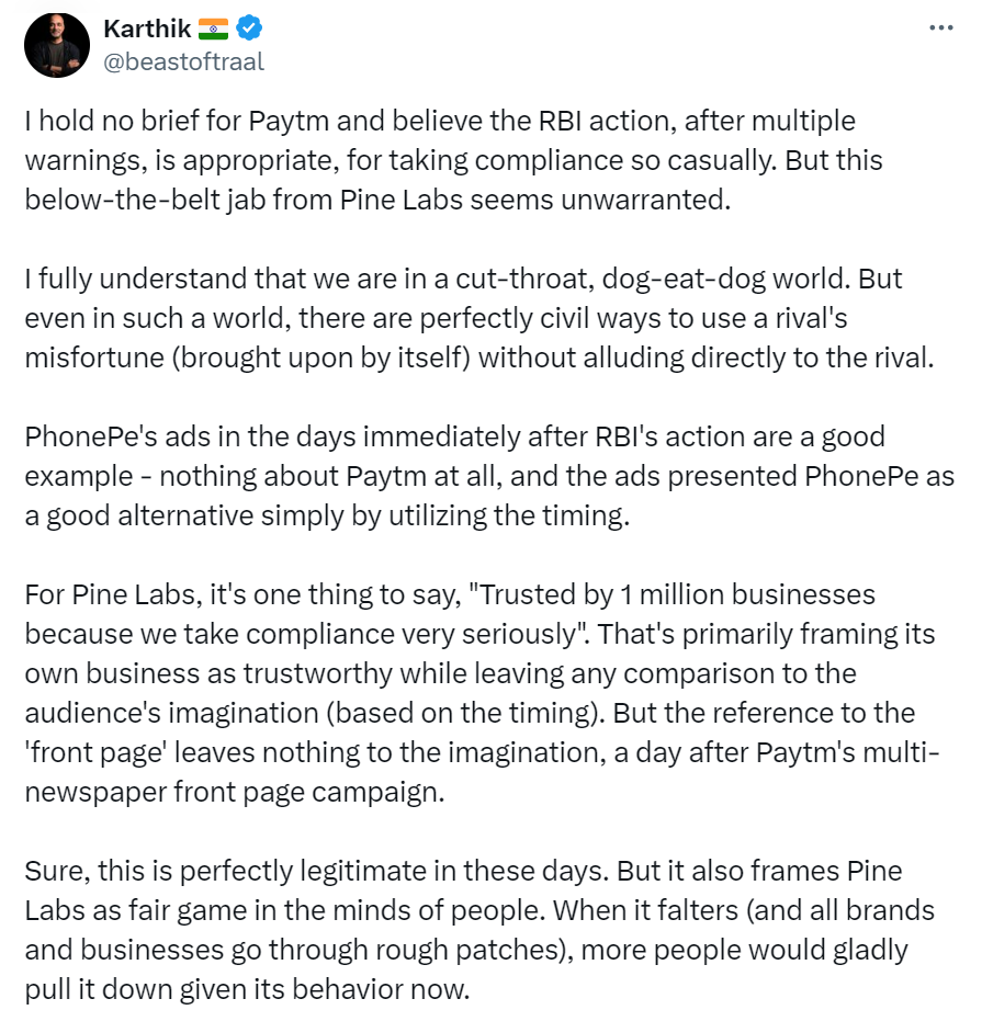 Pine Labs Takes A Pot Shot At Paytm: Foul Or Fair?
