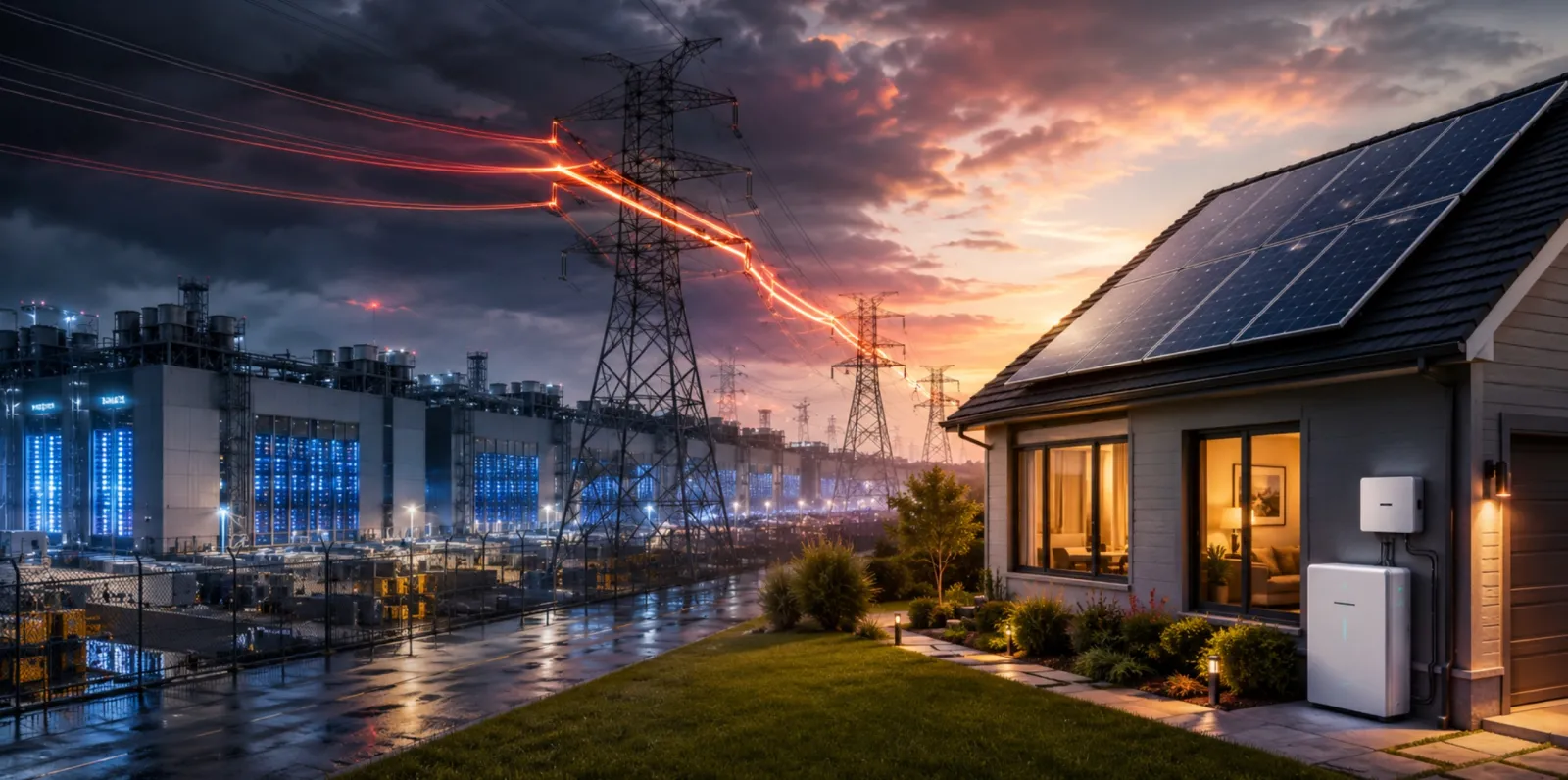 Data Centers Cut Power to Homes, Driving Solar & Battery Boom