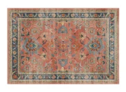 Coral Ruggable rug with blue floral design