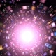 Animation of portal with pixels flying out of it