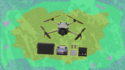 DJI drone on Mashable background