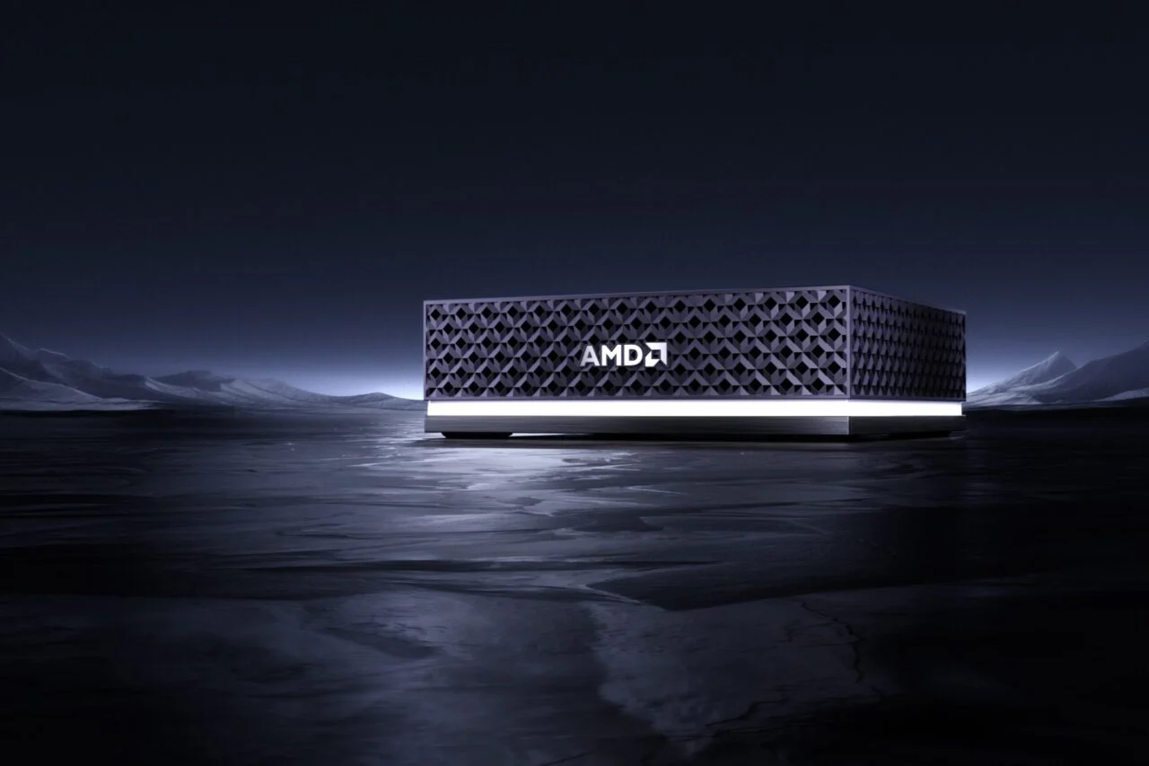 Amd Ryzen Ai Halo device on a black bacground