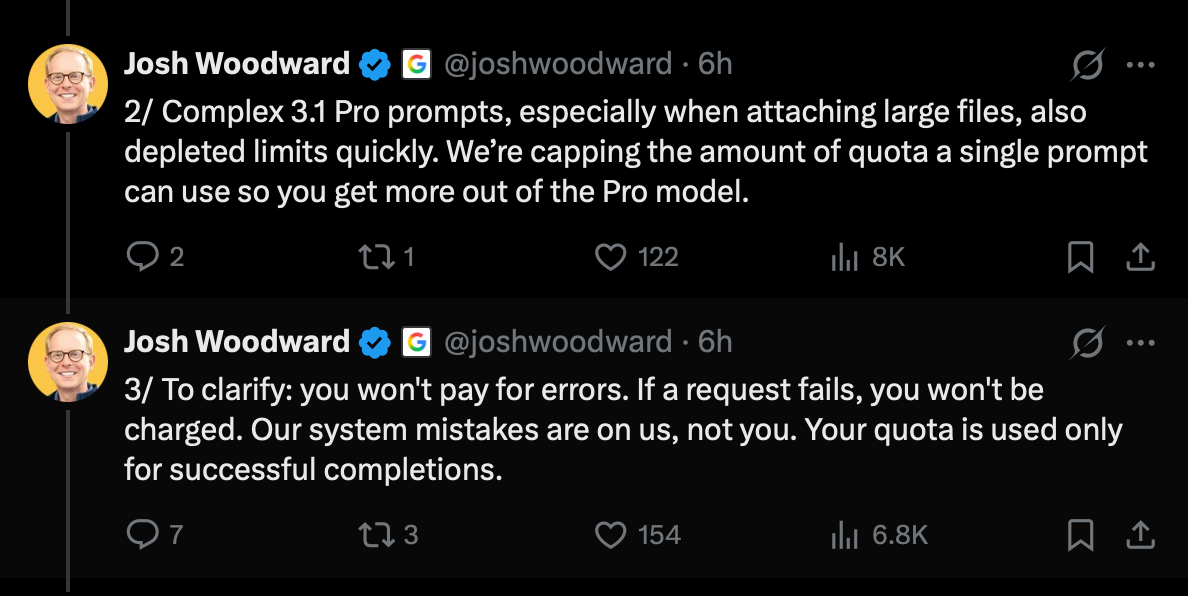 Josh Woodward on Gemini usage limits