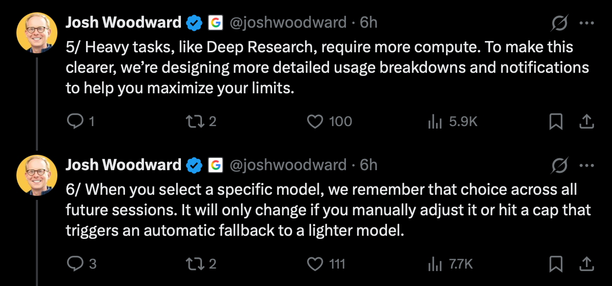 Josh Woodward about Deep Research on X