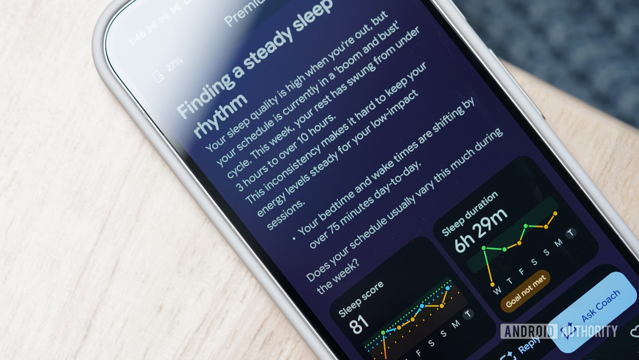 Fitbit Air Sleep tracking The Google Fitbit Air delivers fantastic sleep tracking.