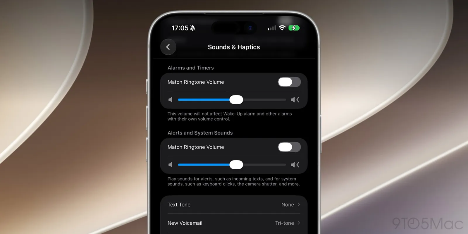 iOS 27 adds independent volume settings for alarms and timers, and for alerts and system sounds