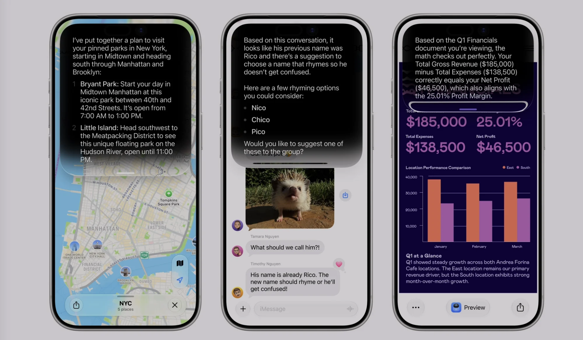 Images of Siri AI in action