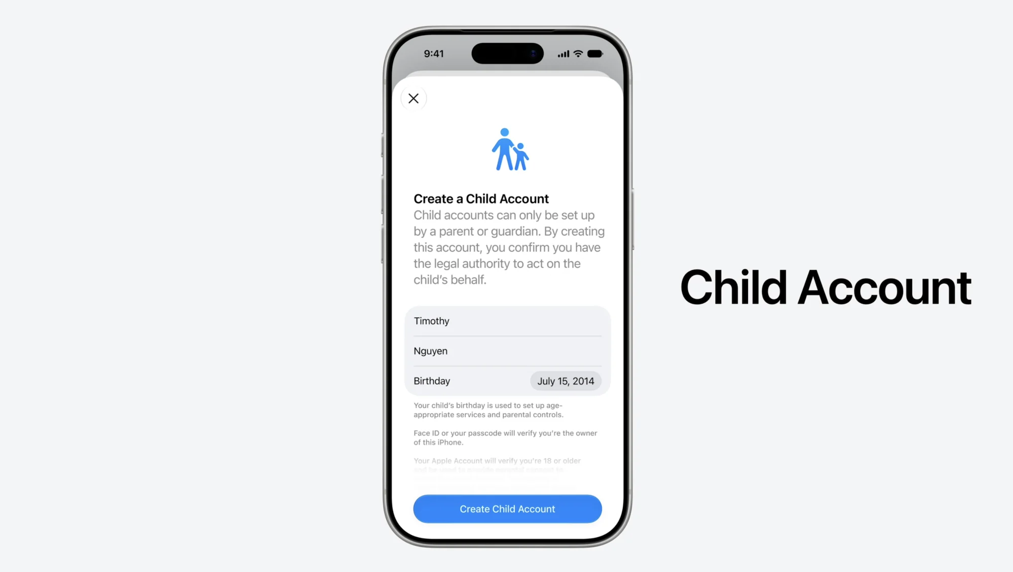 Child Account feature on iOS