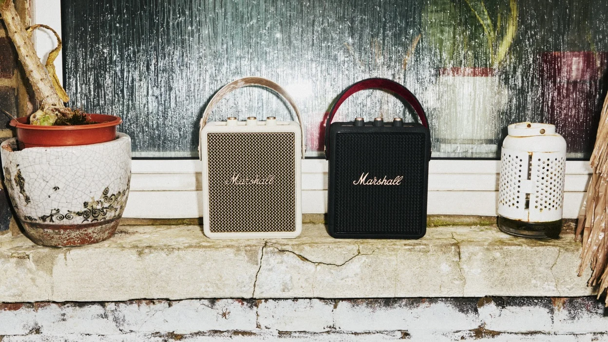 cream and black marshall stockwell III speaker