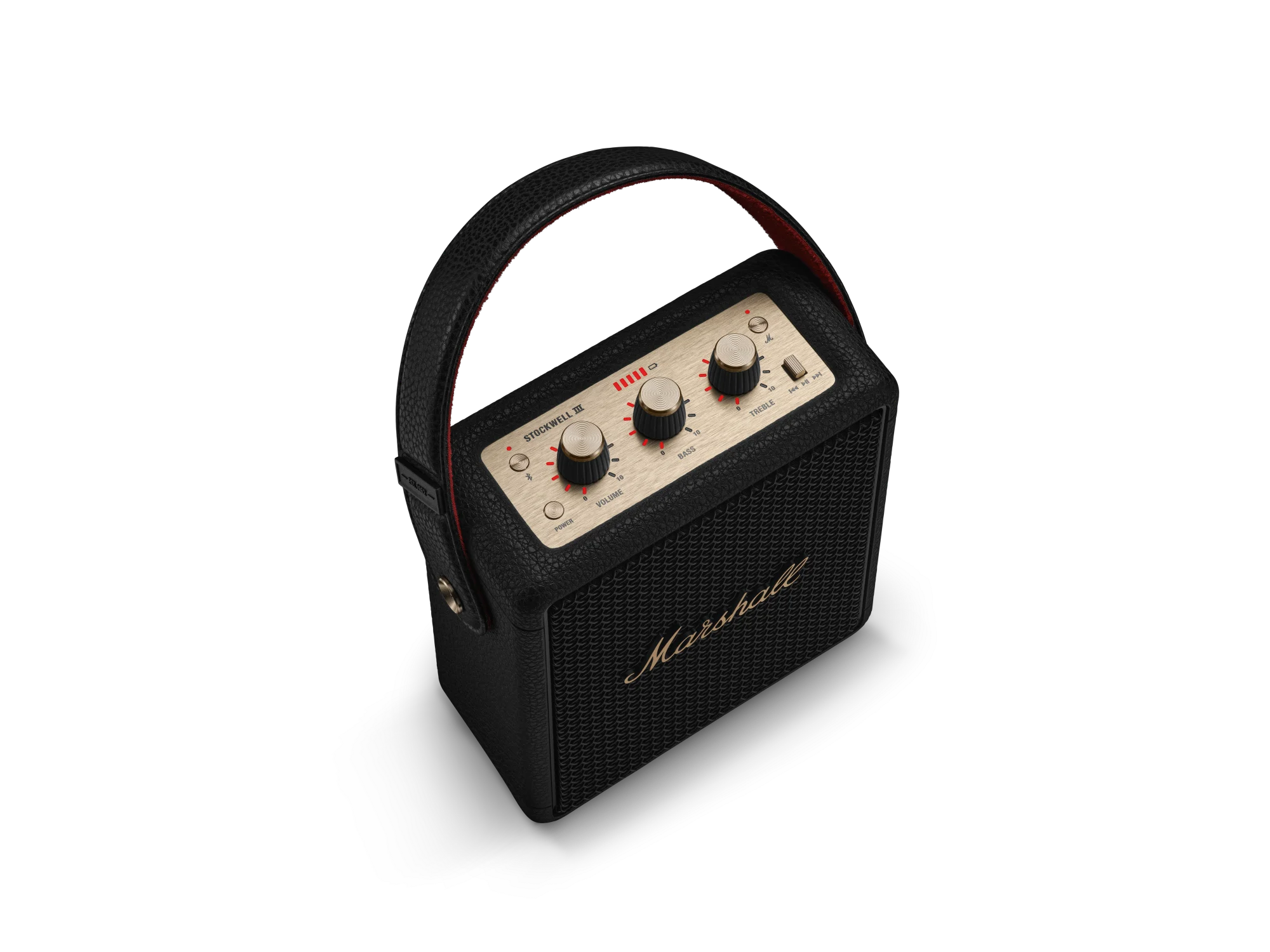 top down view of black marshall stockwell III speaker