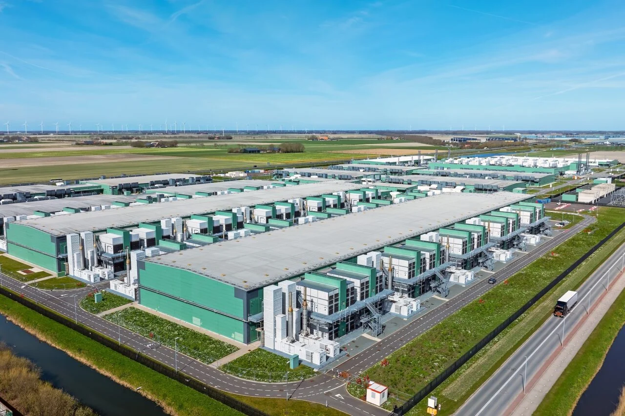 Aerial view of a data center.