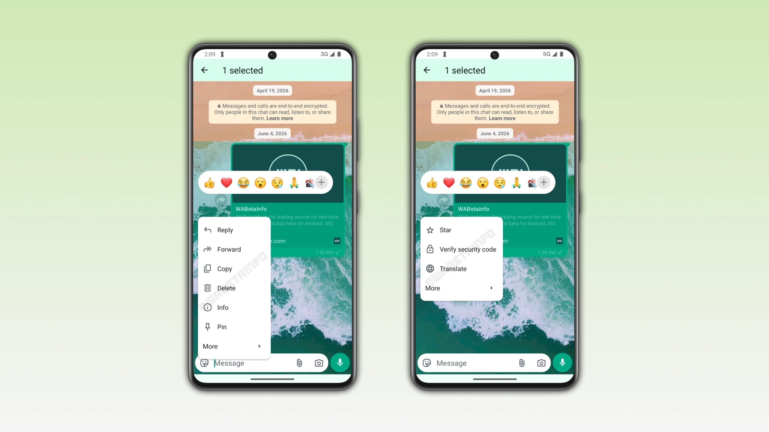 WhatsApp launches a redesigned message menu on Android