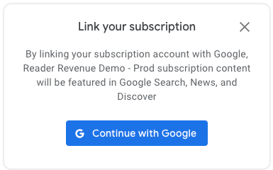 Subscription linking dialog box Subscription linking dialog box