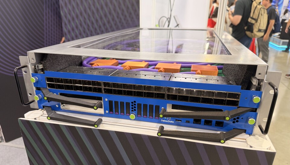 Here's a look at Delos Data's reference design. The front of the system features 36 OSFP cages each capable of 1.6 Tbps of bandwidth.