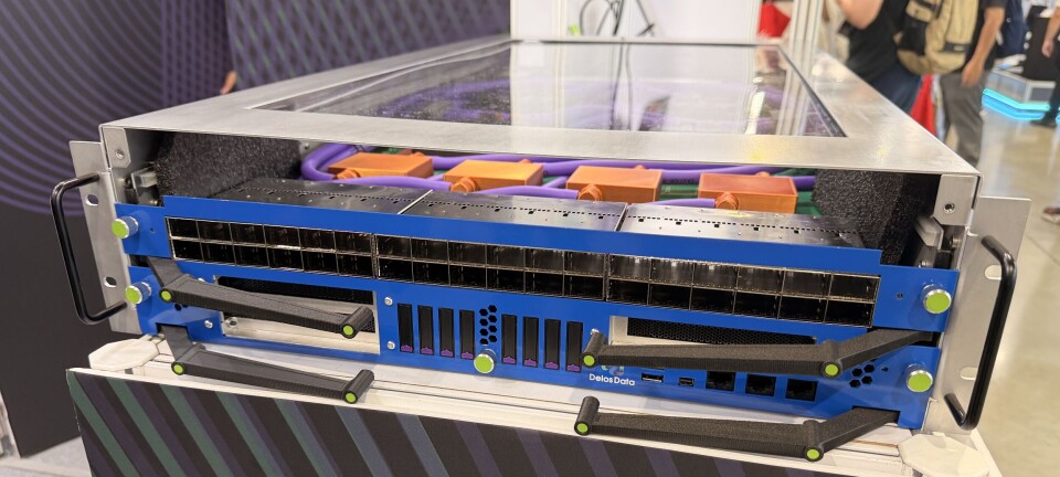 Here's a look at Delos Data's reference design. The front of the system features 36 OSFP cages each capable of 1.6 Tbps of bandwidth.