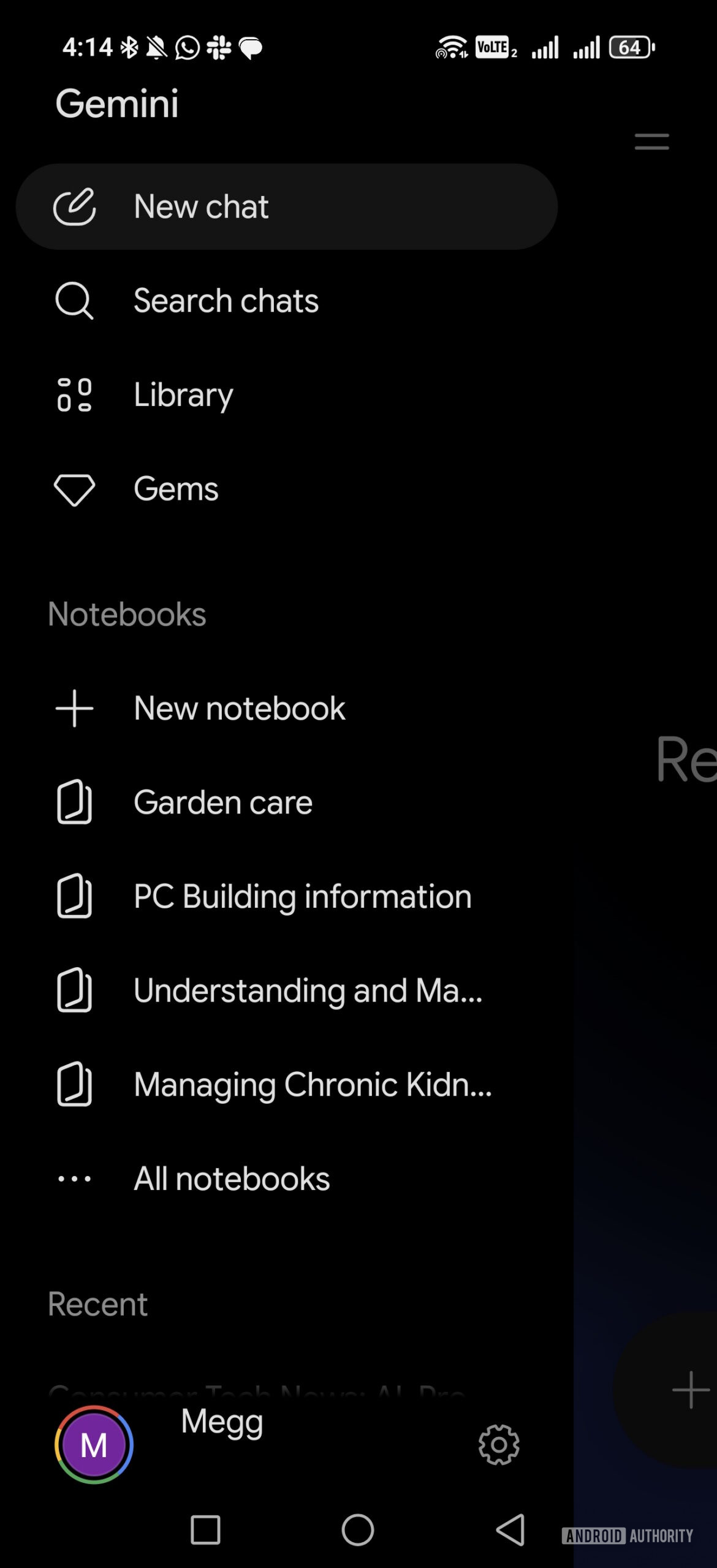 gemini side menu
