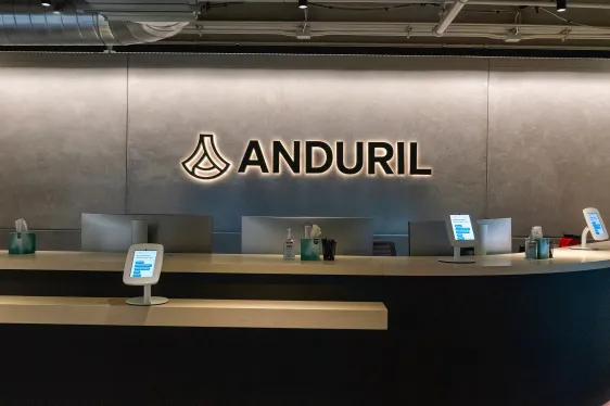 The Anduril Industries headquarters in Costa Mesa, California, US, on Thursday, Dec. 14, 2023. Anduril recently beat several legacy defense players in a contest for a major contract to develop an unmanned fighter jet for the US Air Force and is now valued at $8.5 billion. Photographer: Kyle Grillot/Bloomberg via Getty Images