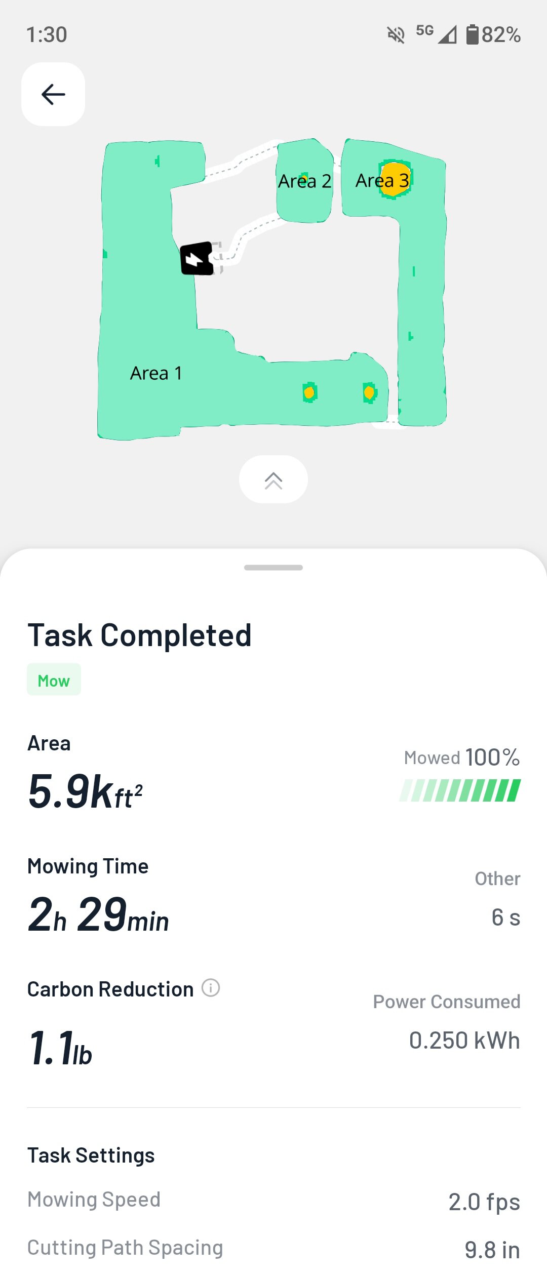 Screenshot of the updated Mammotion app, as of May 2026.