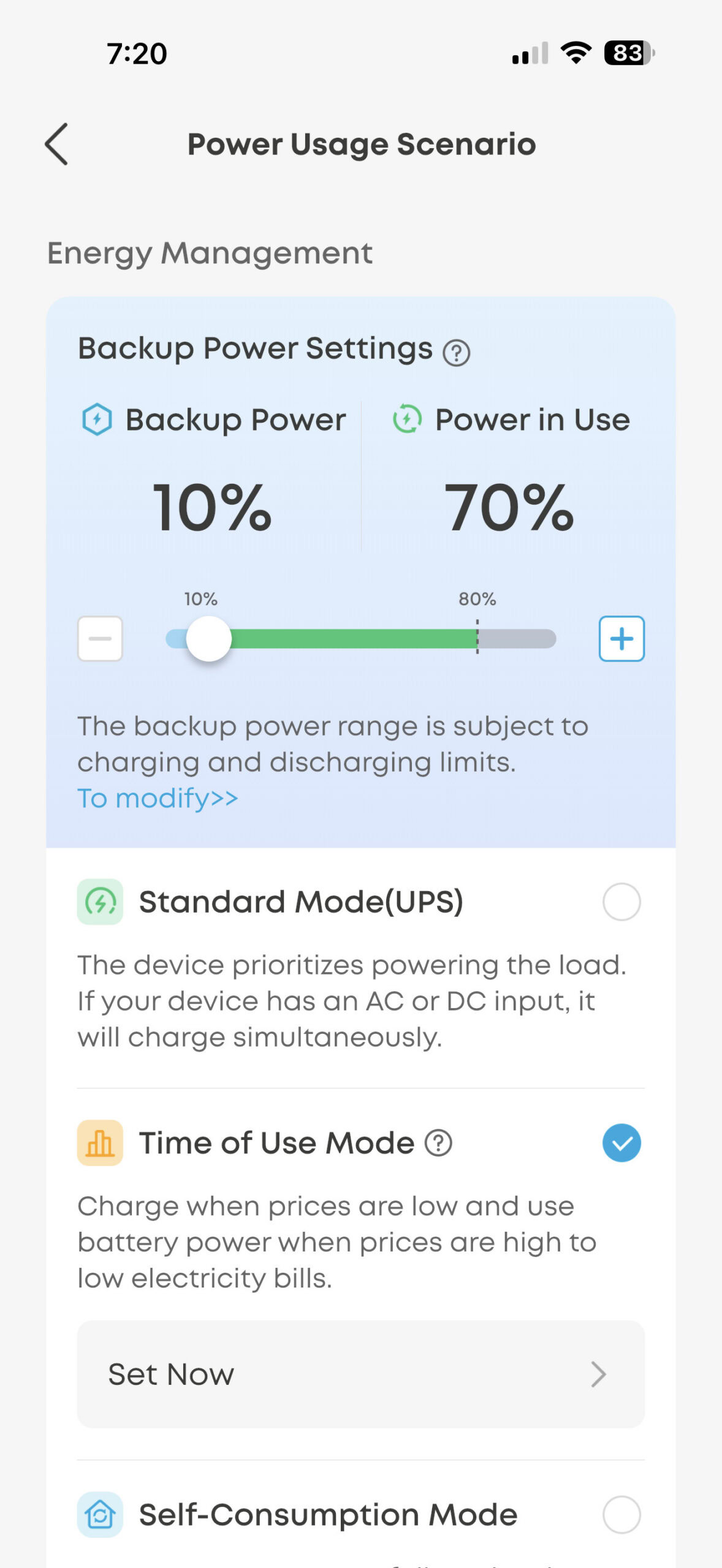 Anker SOLIX S2000 screenshot Power Usage Scenarios 1