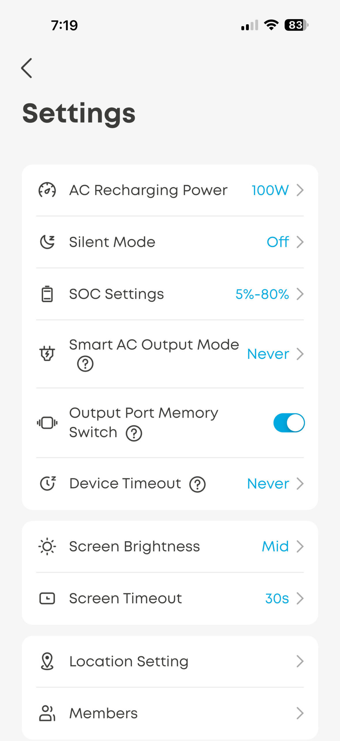 Anker SOLIX S2000 screenshot AC recharging Power 1