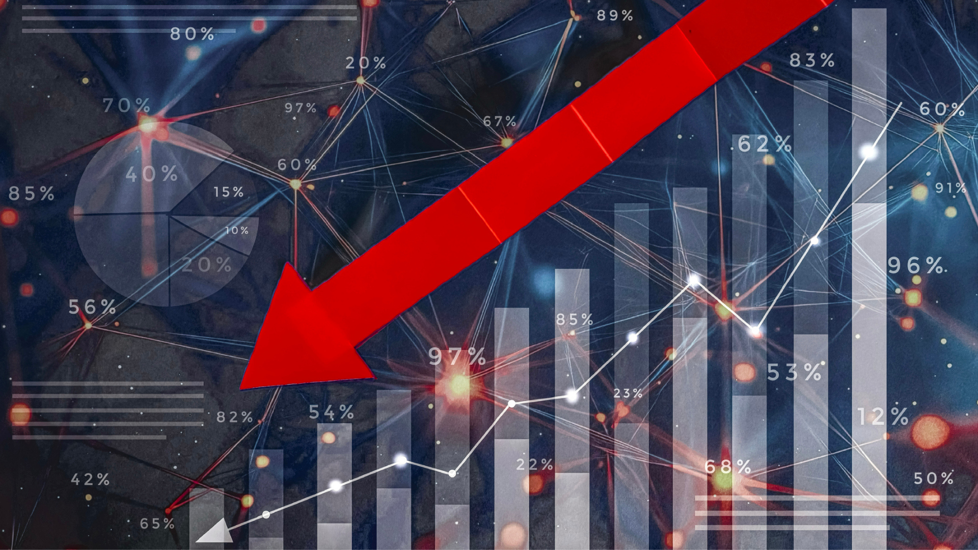 red arrow showing downward trend