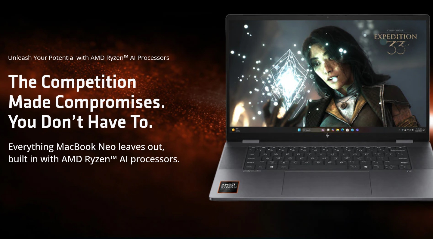 AMD-powered HP OmniBook versus Apple's MacBook Neo