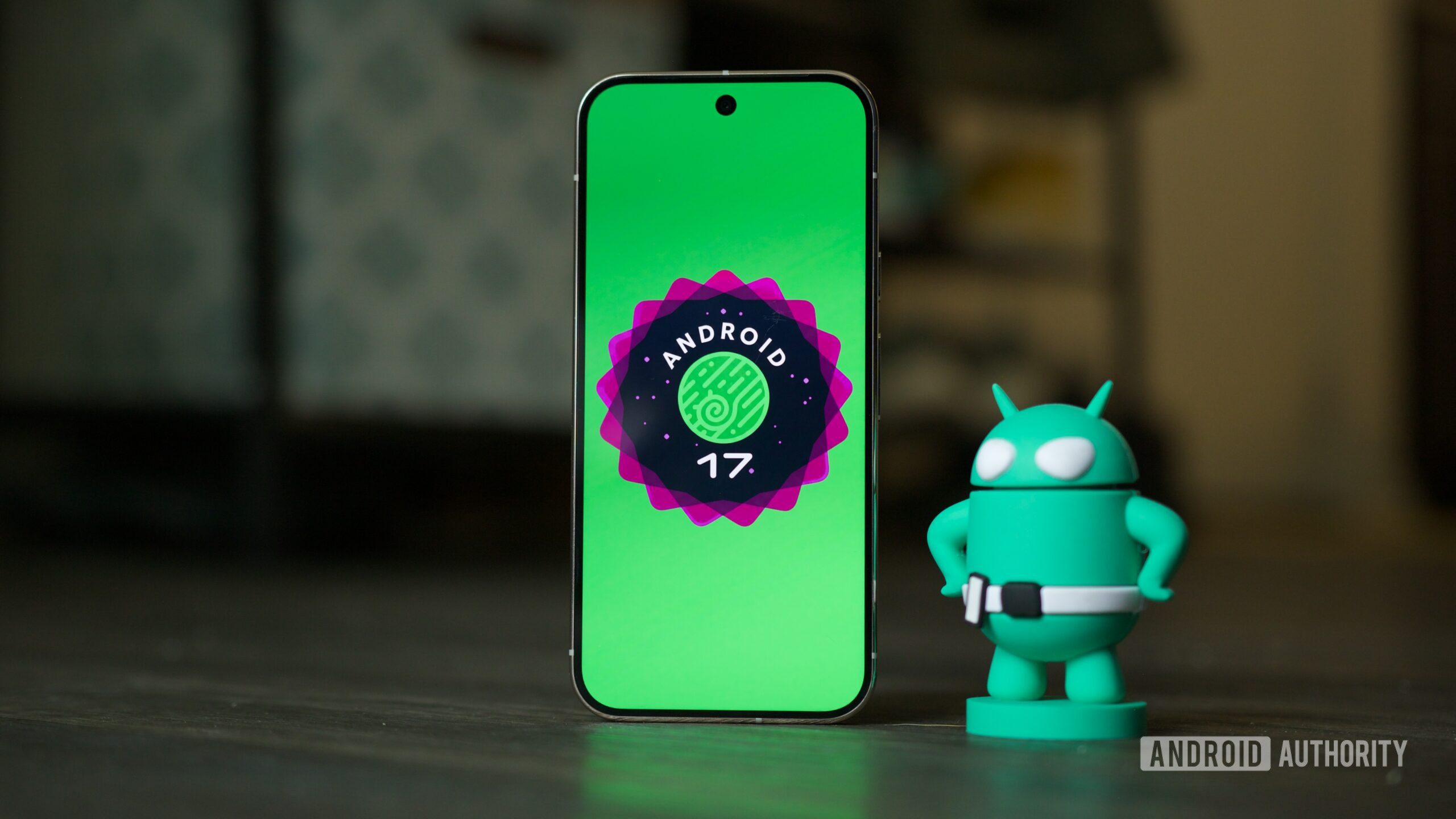The Android 17 logo on a Pixel phone.