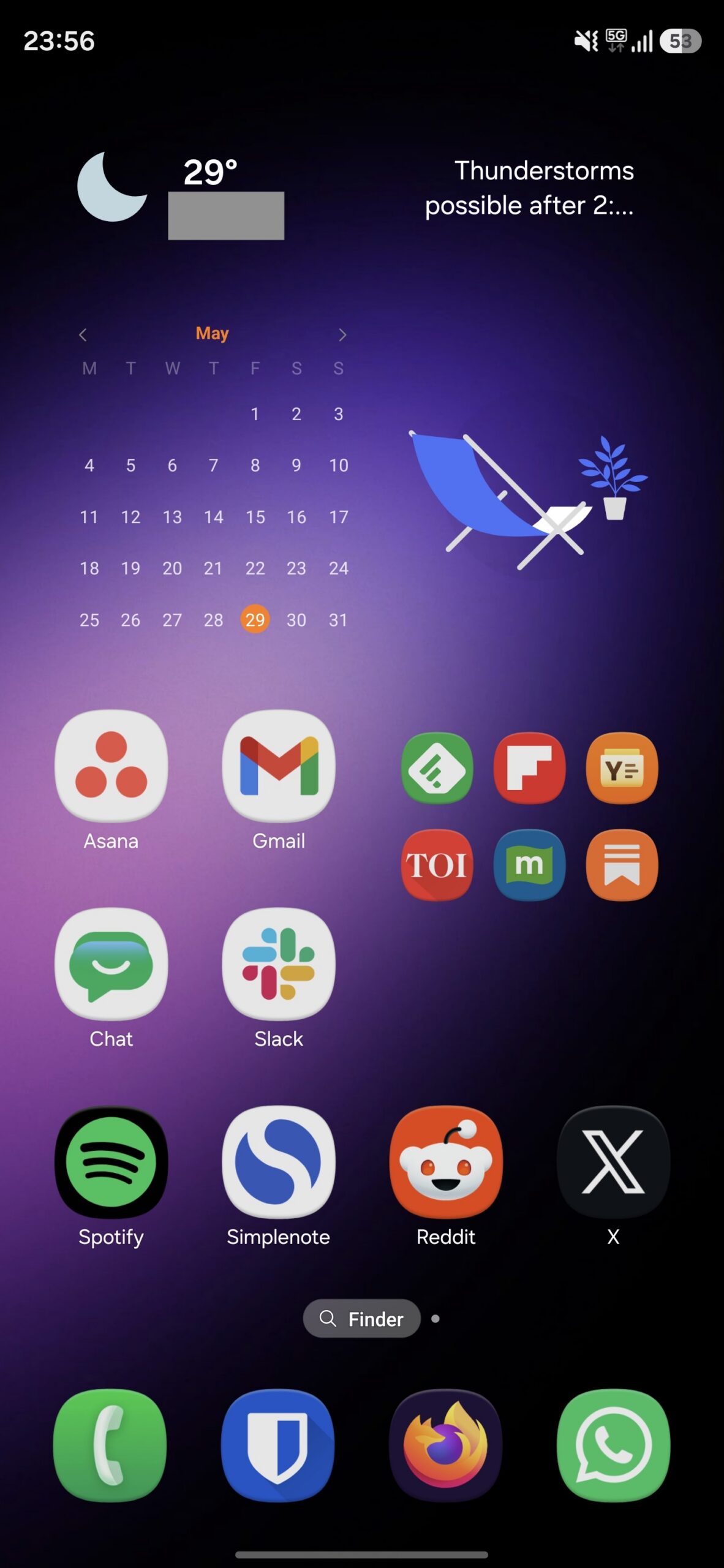 Finder icon on the Home screen on a Galaxy phone.