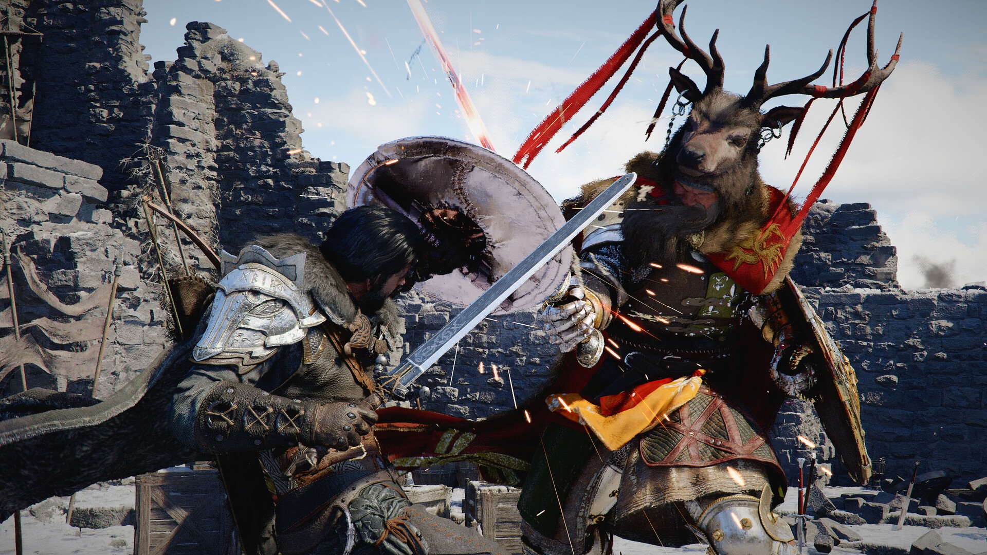 A screenshot from the game Crimson Desert, showing intense melee combat gameplay.