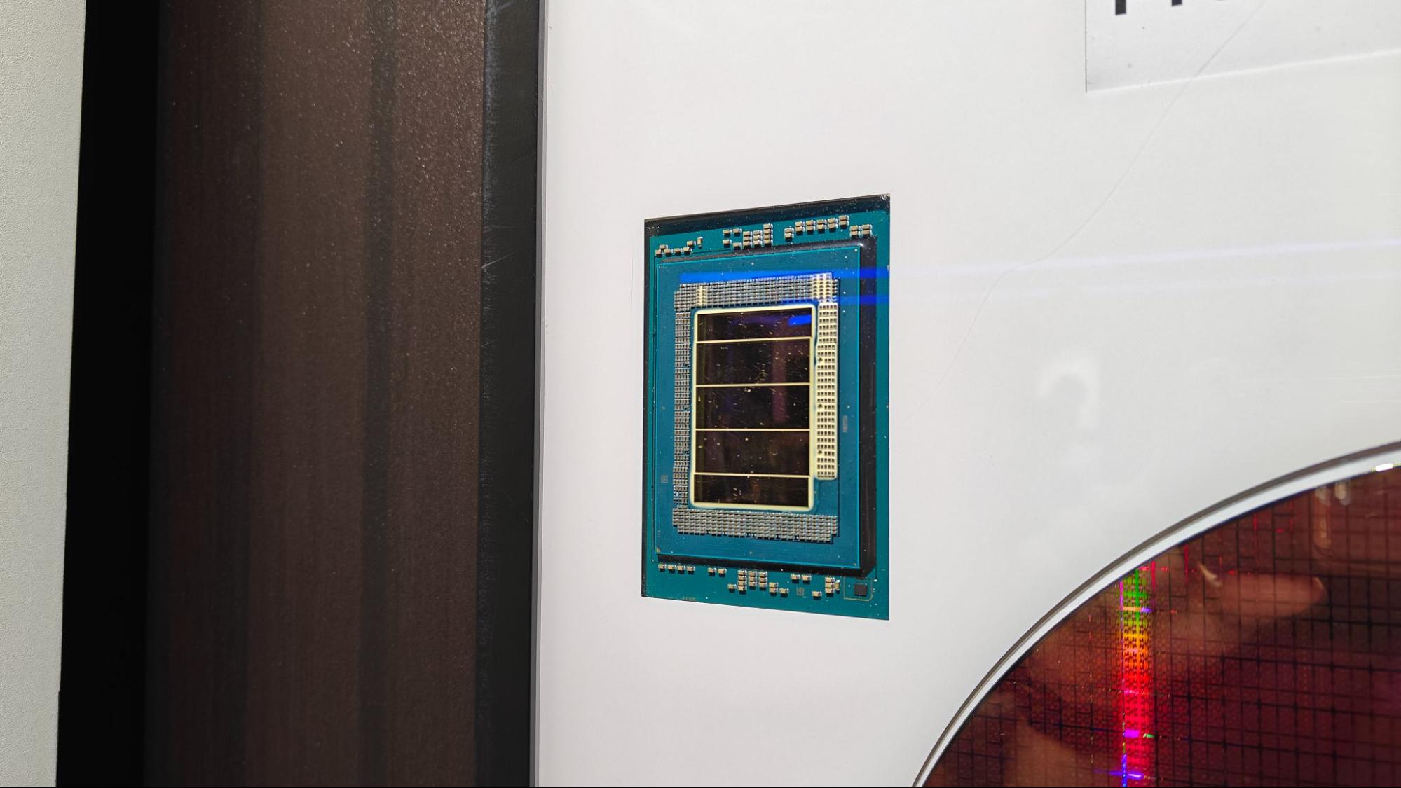 Intel Chip delidded on a white background