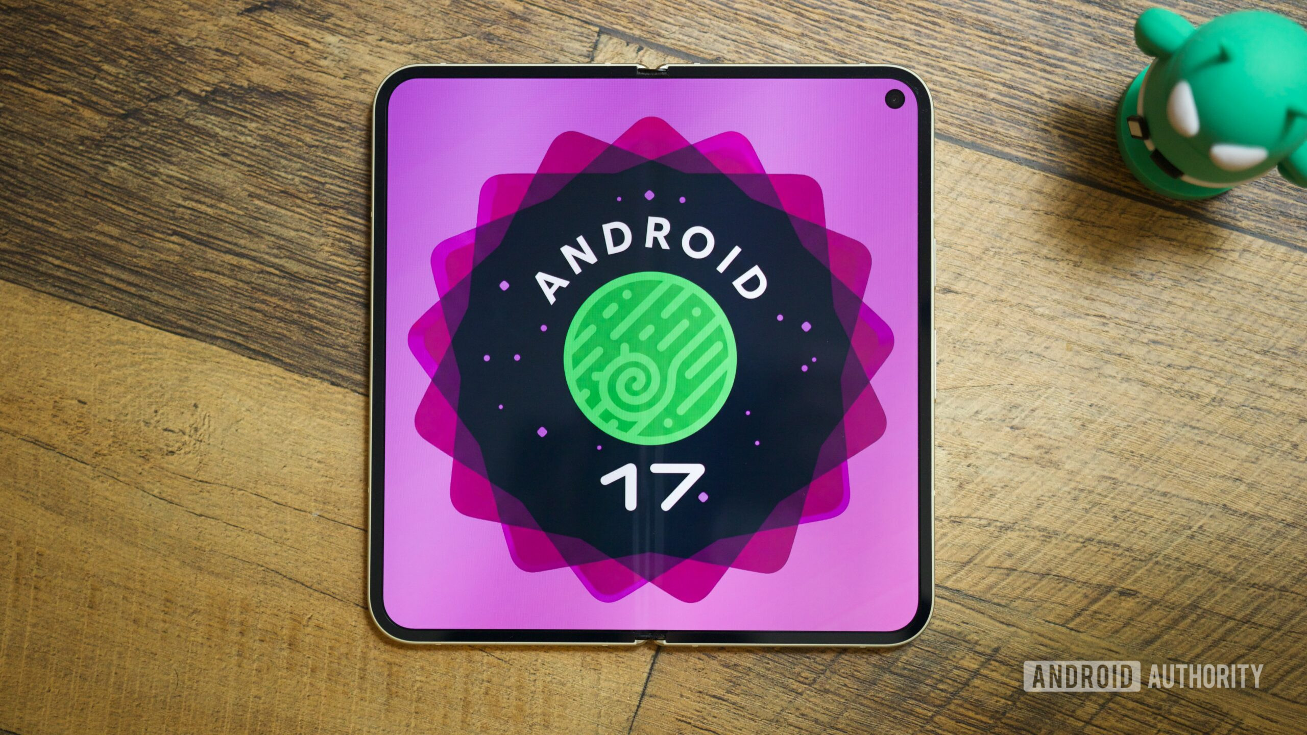 android 17 logo hero 2 The Android 17 logo on a Pixel phone.