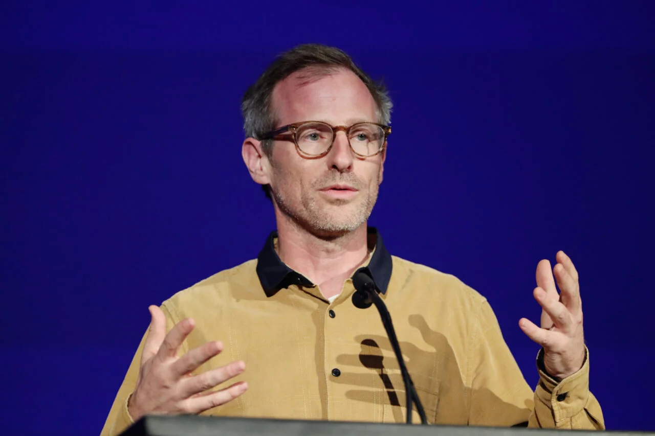 Spike Jonze speaking at a conference