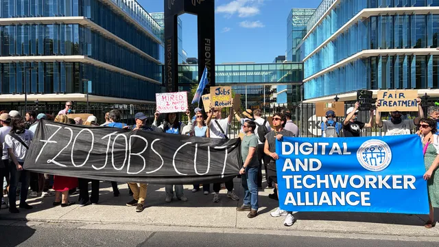 ‘We’re Just Getting the Crumbs Here’: Contractors Protest Layoffs at Meta’s European Headquarters