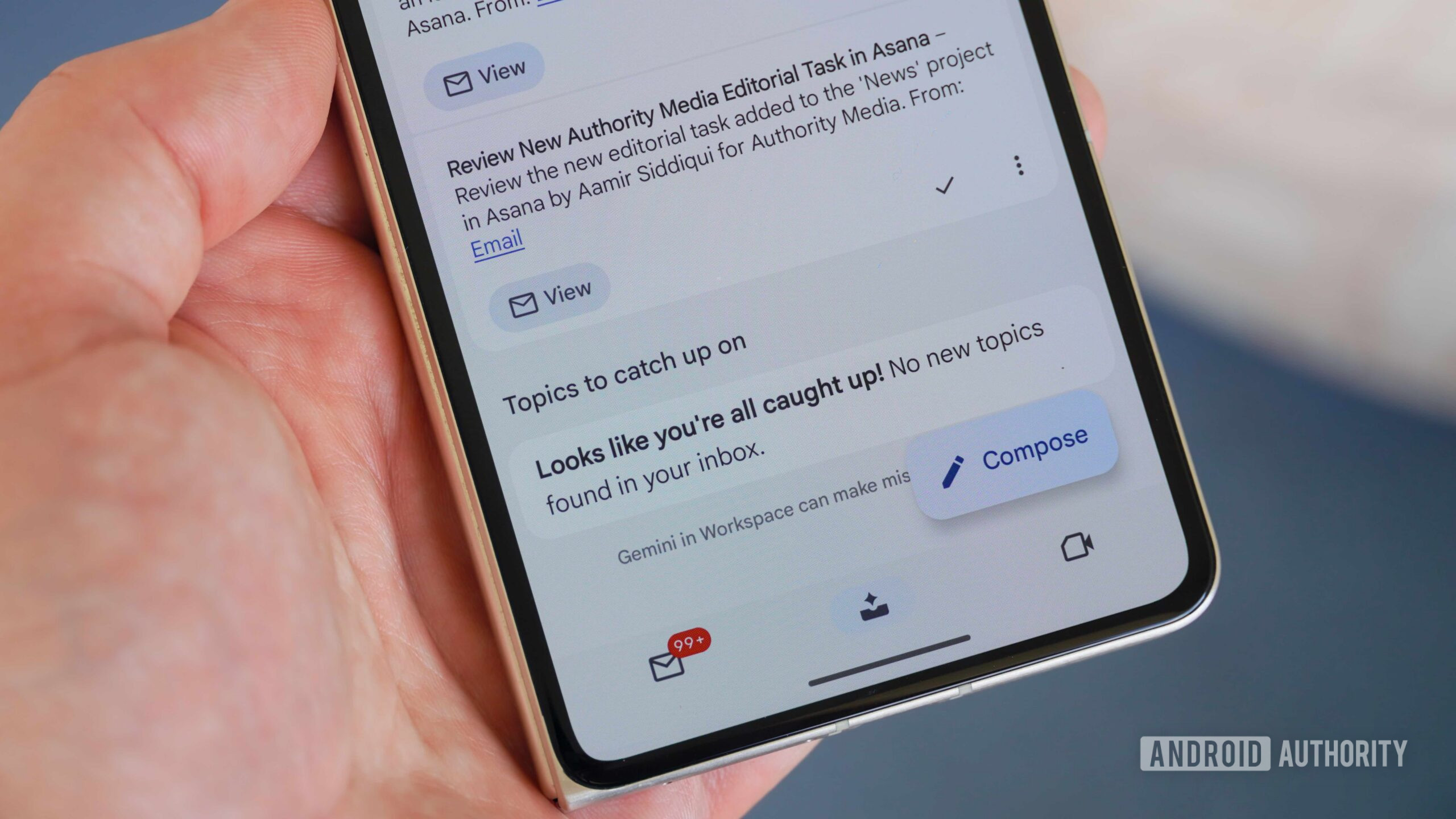 The topics section of the AI Inbox in the Gmail app.