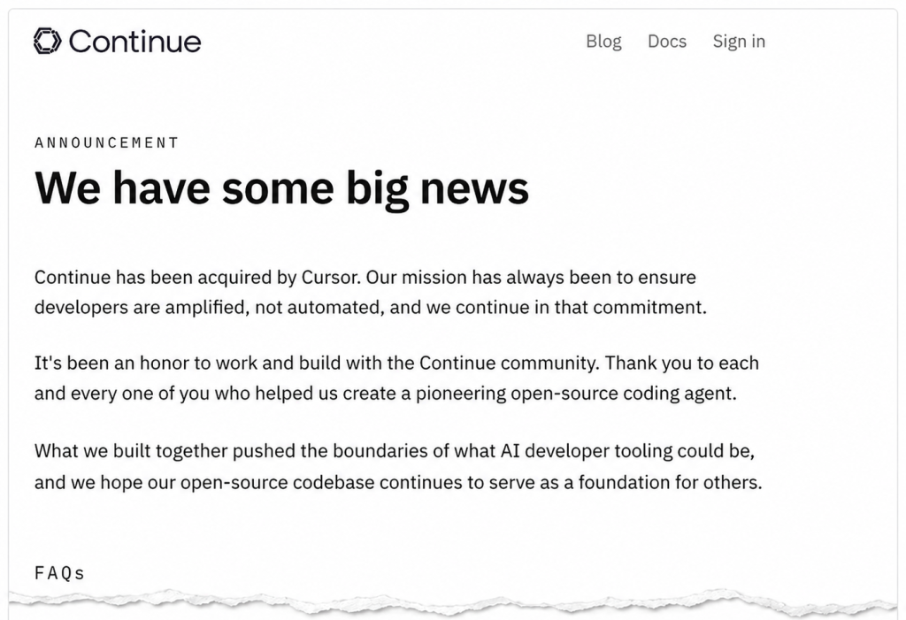 Cursor has acquired Continue