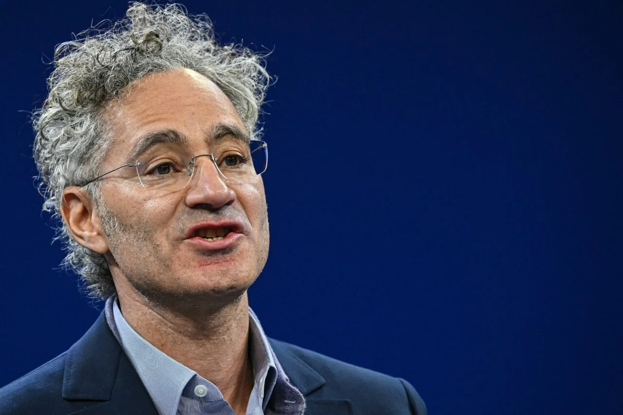 CEO of Palantir Technologies Alex Karp speaks during the World Economic Forum (WEF) annual meeting in Davos on January 20, 2026.