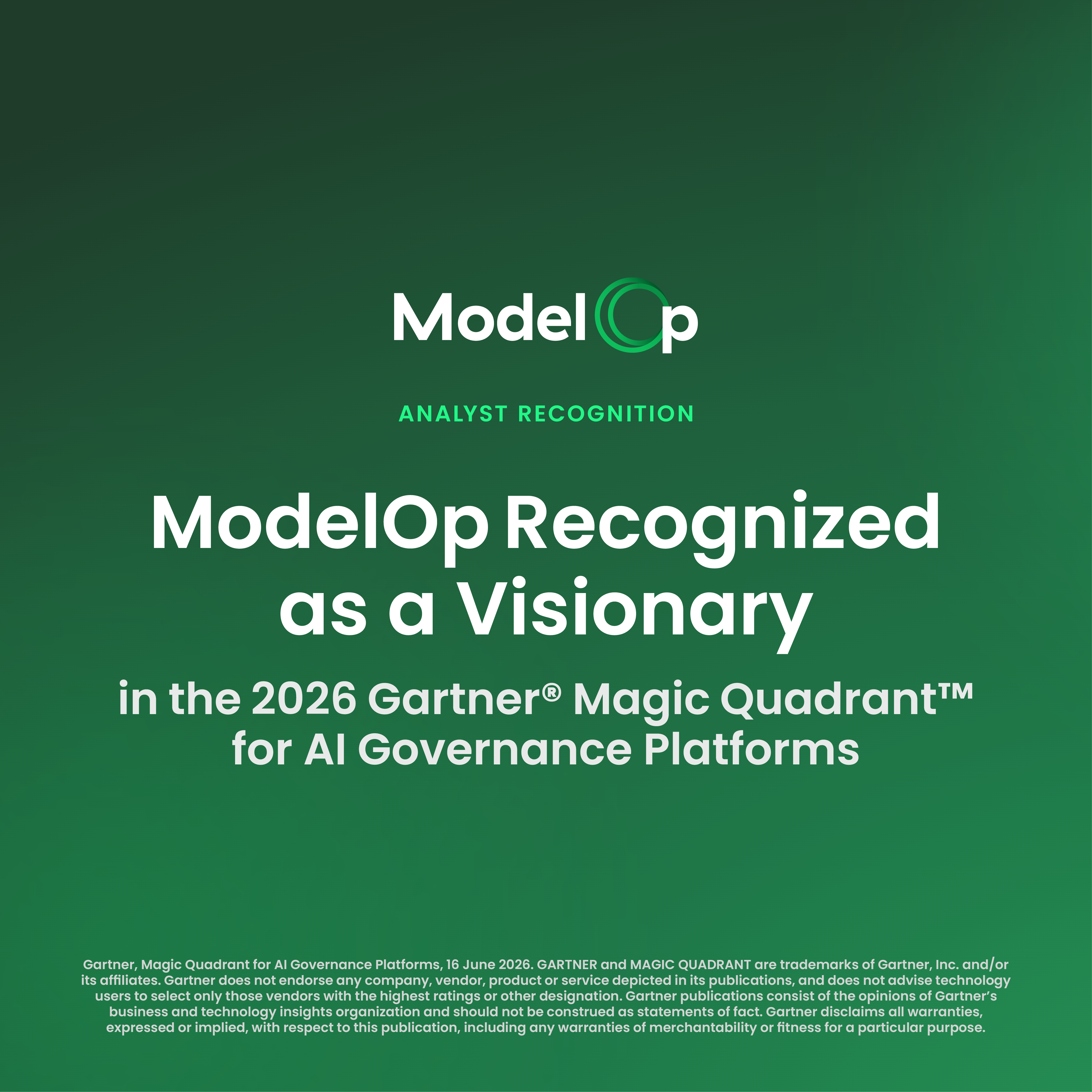ModelOp Named a Visionary in the 2026 Gartner® Magic Quadrant™ for AI Governance Platforms
