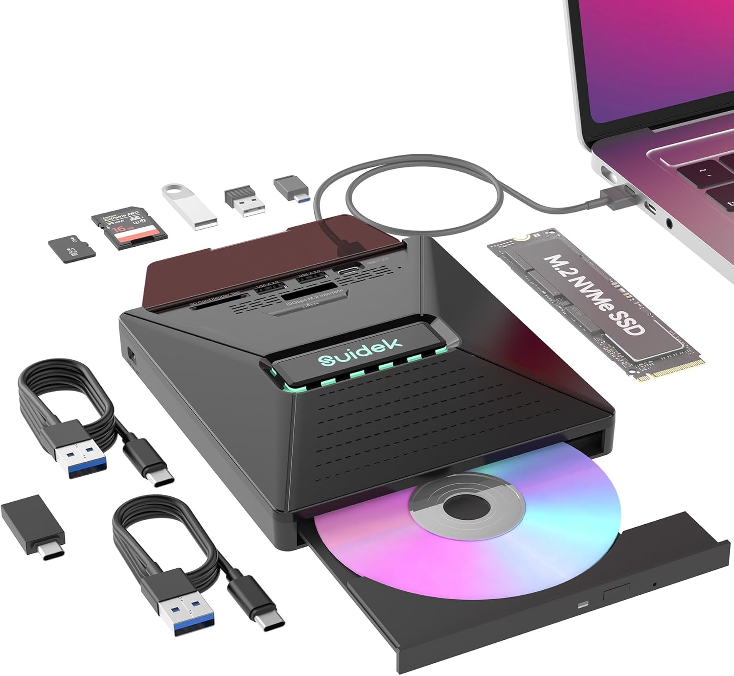 The Swiss army knife of USB DVD drives is on sale, also features a built-in M.2 SSD slot, USB hub, and SATA hard drive dock — $26 for DVD writer and hub, $39 gets an added SATA or M.2 SSD dock