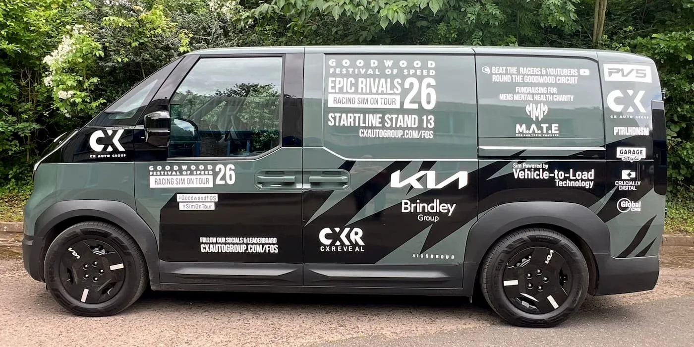 Kia converts its electric van into an off-grid mobile simulator rig with a 55″ screen