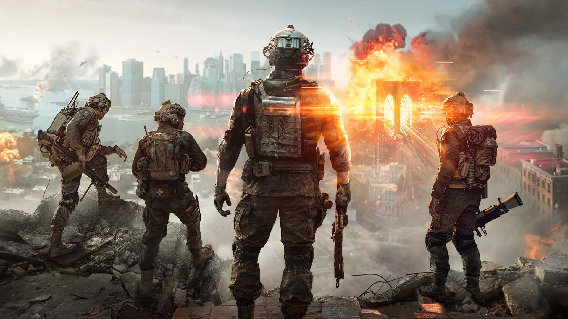 Soldiers go into a battlefield.
