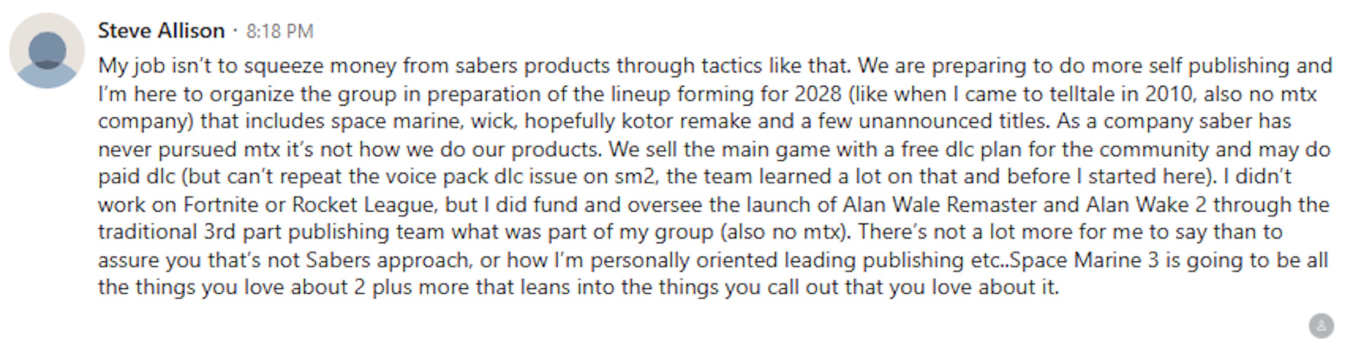 Saber's new business boss says the KOTOR remake will 'hopefully' be out in 2028