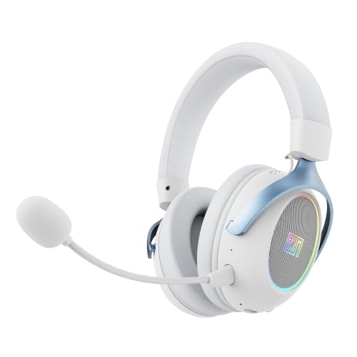 The white Epomaker GX1 wireless headset gives me Y2K vibes in the best possible way