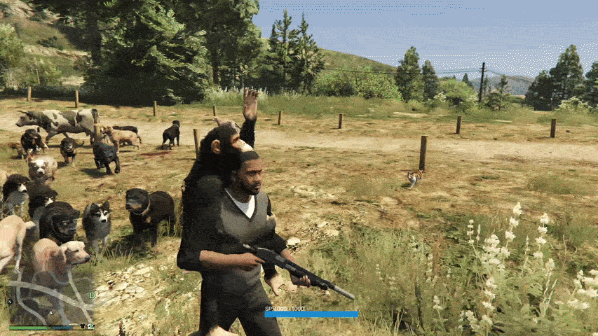 I have modded many dogs, several cows, 2 lions, and a chimpanzee into Grand Theft Auto 5, and they are all my friends